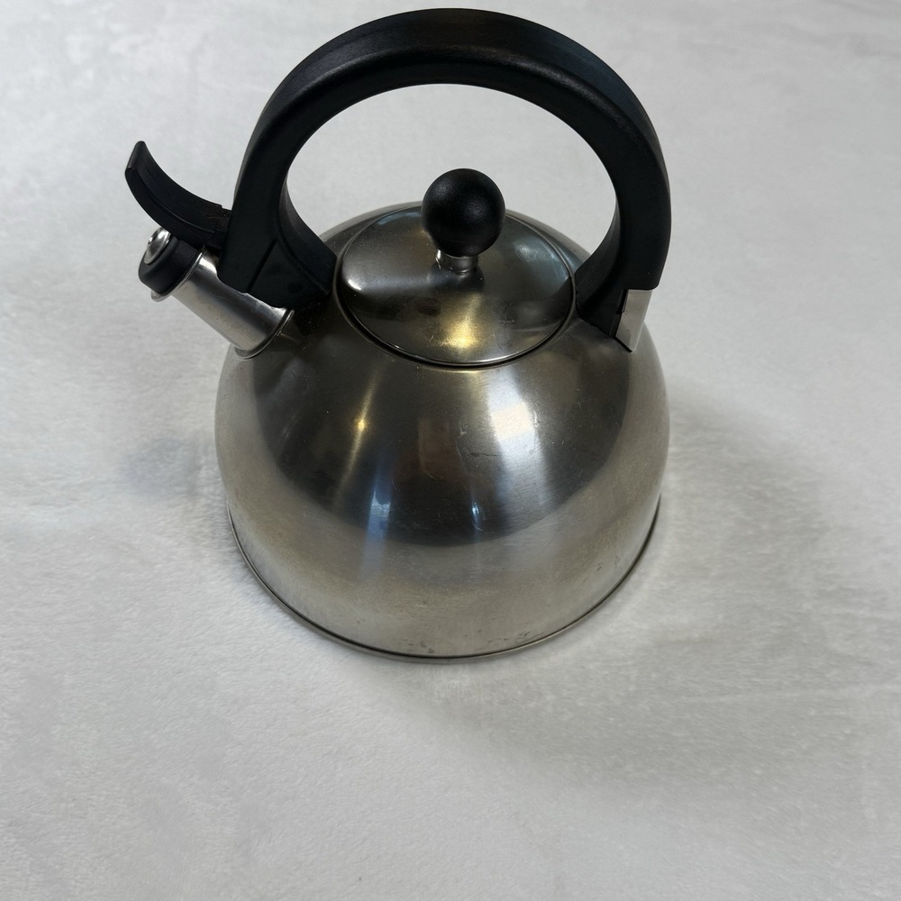 Farberware Q13C Stainless Steel 2.3 Qt Whistling Tea Kettle Black Handle
